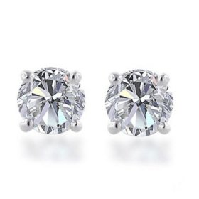 14k Gold, Round, Diamond Stud Earrings